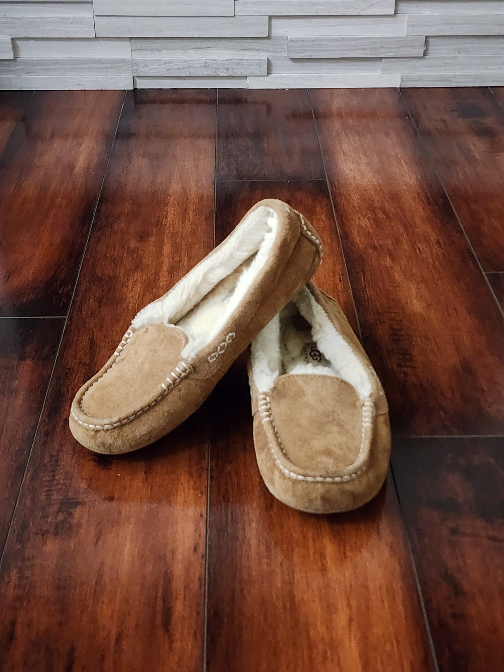 UGG Chestnut Suede Shearling-Lined Slippers